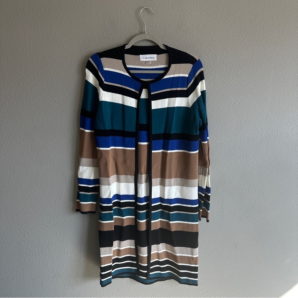 Calvin Klein Multicolor Striped Duster Cardigan Small